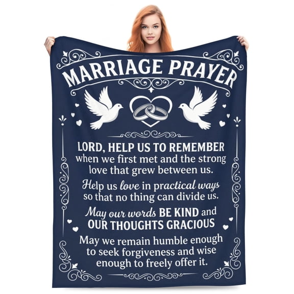 Marriage Prayer, Wedding Gifts for Newlyweds, Marriage Prayer Wedding Gifts Blankets, Engagement Gifts for Couples Christian Religious Prayer Quote, Bridal Shower Gifts 50x40