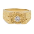 thumbnail image 3 of Large 16mm 14k Gold Plated Hollow Face w/Emerging Solitaire CZ Ring, Size 10, 3 of 7