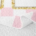thumbnail image 5 of meiyoeat Glitter Print Letter H Twin Quilt Set for Boys Girls, Princess Grid Plaid Twin Coverlet Set for Bedroom, Pink, 2-Piece, 5 of 7