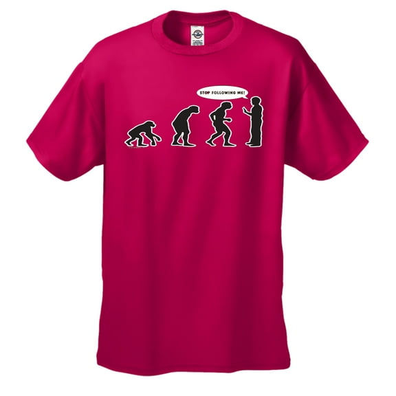 Evolution from a Monkey to a Man, Stop Following me Short Sleeve T-shirt-Sangria-Large