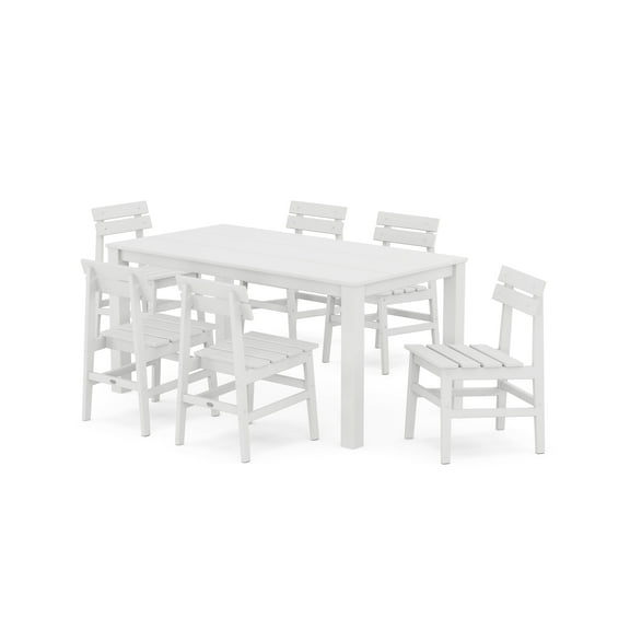 POLYWOOD® Modern Studio Plaza Chair 7-Piece Parsons Table Dining Set in White