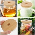 thumbnail image 3 of TEHAUX 8 Pack Khaki Wood Jar Lids with Straw Hole for Home Use Sealing Cover, 3 of 6