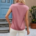 thumbnail image 4 of Plus Shirts for Women Plus Size Solid Color Cap Sleeve Satin Blouse, 4 of 7