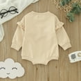 thumbnail image 7 of LIIPEE Girls Boys Bodysuit Ruffled Long Sleeve Round Neck Letter Printed Pullover Hoodless Sweatshirt Bodysuits Girl Trendy Birthday One-Pieces,Beige,12-18 Months, 7 of 7