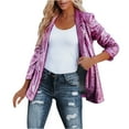 thumbnail image 2 of Idoravan Cardigans for Women Clearance Spring Women's Sequin Jacket Cardigan Blazer Casual Long Sleeve Cardigan Temperament Small Suit Jacket S-XXL, 2 of 6