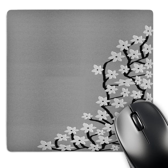 3dRose, Pretty Grey Flower Blossum Print, MousePad