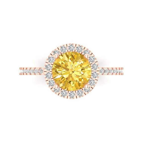 Solitaire with Accents Engagement Ring for Women - 1.8ct Natural Citrine in 18K Rose Gold Promise Ring