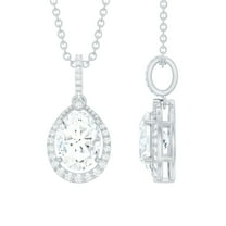 Rosec Jewels - Lab Diamond Teardrop Pendant with Chain (6X8 mm Oval, EF-VS Quality) - Necklace for Anniversary, 925 Sterling Silver