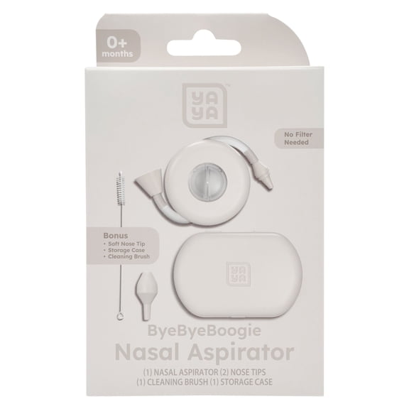 YAYA ByeByeBoogie Baby Nasal Aspirator Kit – Gentle Suction Nose Cleaner with 2 Soft Tips, Cleaning Brush & Storage Case – Newborn Congestion Relief 0 Months