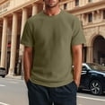 thumbnail image 2 of Men's Summer Short Sleeve Knitted T-Shirt Comfortable Round Neck Ribbed Design Casual Sports Holiday Top Mens Work Shirts Summer Basic Tee Shirts, 2 of 6