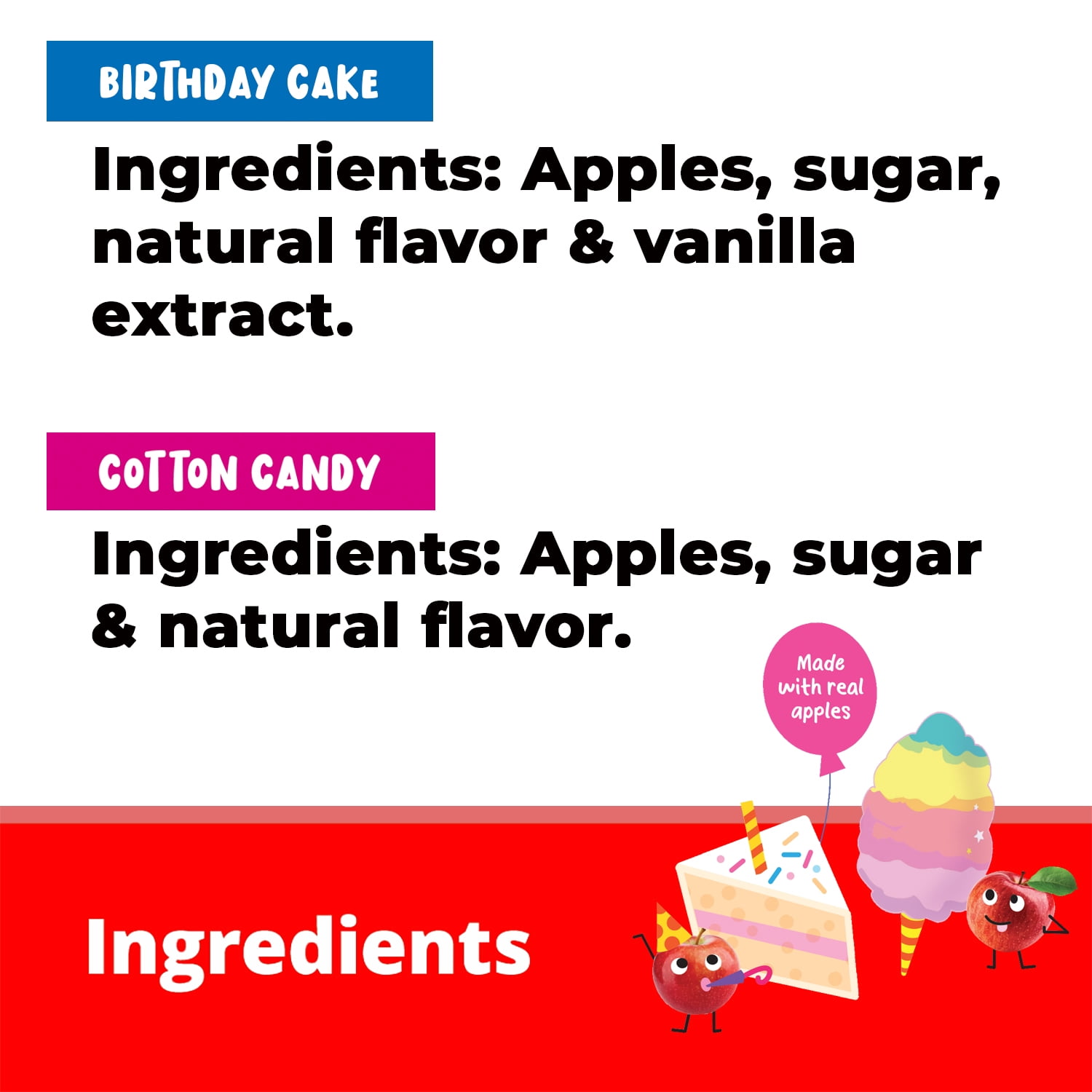 Musselman's Birthday Cake and Cotton Candy Applesauce, 3.17oz, 10 Count