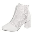 thumbnail image 3 of Mostsola Dress Ankle Boots for Women Elegant Embroidery Mesh Clear Heel Zipper Booties, 3 of 9