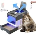 thumbnail image 1 of Caja de Arena para Gatos Plegable,Arenero para Gato Cerrada con Tapa, Plegable, 14 * 19 * 14 in, Material PP, Equipada con luz Ultravioleta y Pala para Arena,Desodorizante Limpieza(Gris), 1 of 8