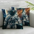 thumbnail image 3 of Shiartex Throw Pillow Cover，Astronaut in Space Square Throw Pillow Cases，Universe Funny Animal Doodle Bear Fashion Moon Vintage Cartoon Cosmos Cute Fun Throw Cushion Cover for Couch Sofa 20x20in, 3 of 5