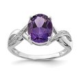 thumbnail image 3 of 925 Sterling Silver Rhodium Amethyst and Diamond Ring Size 7, 3 of 6