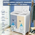 thumbnail image 4 of Veeboto Portable Washing Machine, 30LBS Twin Tub Mini Compact Laundry 19lbs Washer/11lbs Spinner with Drain Pump & Time Control Washer Spinner Combo, White, 4 of 9