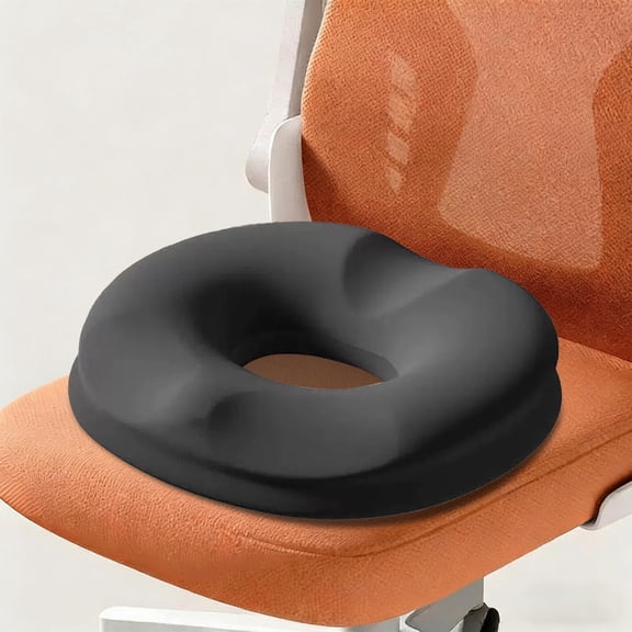 Black Double Layer Donut-Shaped Memory Foam Seat Cushion,U-Cutout Tailbone Pressure Relief Pad,Ergonomic Contoured Support Cushion for Office Chair,Car Seat&Extended Sitting(17.32*15.75*2.95 in)