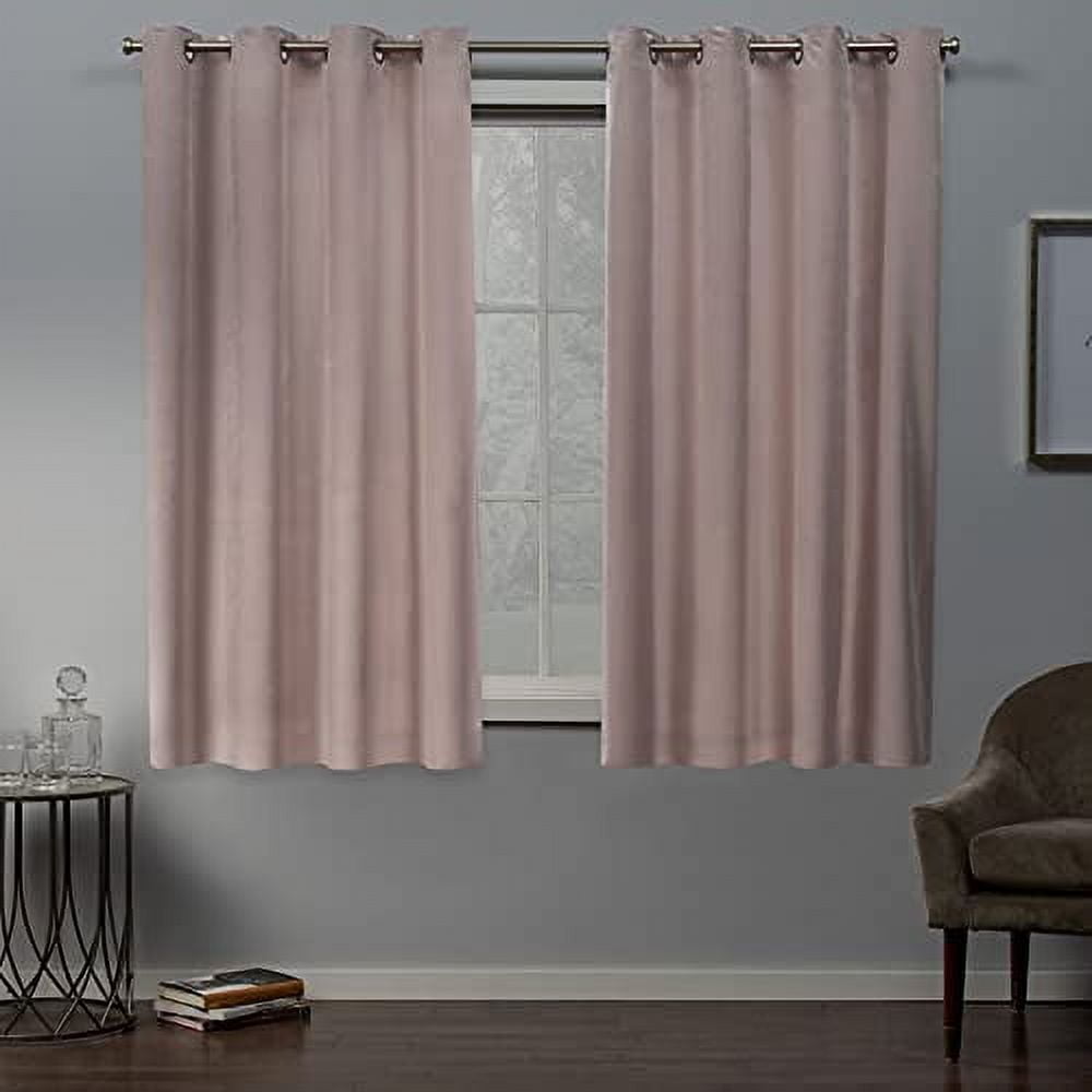 Exclusive Home Velvet Heavyweight Light Filtering Grommet Top Curtain Panel Pair, 54"x63", Blush