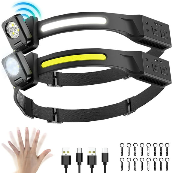 Siuyiu Rechargeable 1000 Lumen Headlamp with Motion Sensor - IPX4 Waterproof LED Headlamp, 4 Modes & White/Red Light for Camping, Hiking, Running, Fishing (Hands-Free Outdoor Head Light)