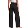 thumbnail image 5 of Cotton Linen Beach Palazzo Pants for Women Wide Leg Flowy Tie Knot High Waisted Adjustable Trousers with Pockets 2026 Black 2XL, 5 of 5