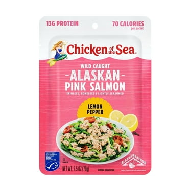 Chicken of the Sea, Wild-Caught Pink Salmon, Lemon Pepper, 2.5 oz (70 g) Pack of 3