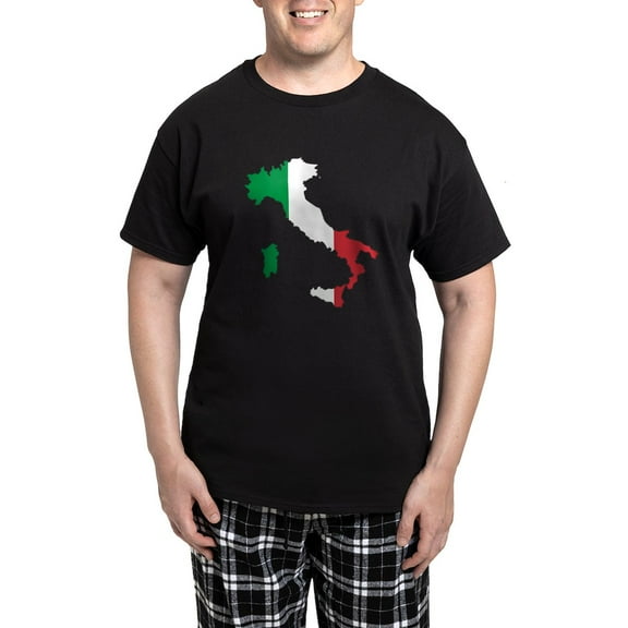 CafePress - Italy Flag And Map Men's Dark Pajamas - Men's Dark Loose Fit Cotton Pajama Set