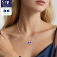 thumbnail image 2 of FindChic Bow Necklace for Women, Synthetic Sapphire Birthstone Necklaces Bow Heart Cubic Zirconia Pendant Birthday Mothers Day Jewelry Gifts Her Wife Lady Adults Ideas, 2 of 9