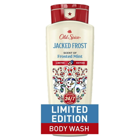 Old Spice Body Wash for Men, Holiday Limited Edition, 24/7 Shower Fresh, Jacked Frost, Frosted Mint Scent, Stocking Stuffer Gift, 16 fl oz
