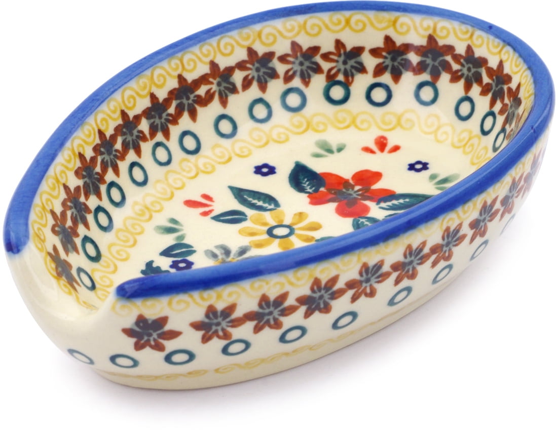 Polish Pottery 5inch Spoon Rest Hand Painted in Boleslawiec, Poland