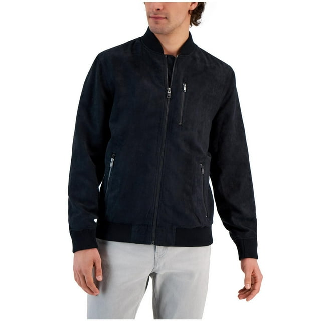 Alfani Mens Perforated Bomber Jacket, black, S