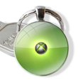 thumbnail image 3 of LLavero de cabujón de cristal para coche, colgante hecho a mano, estilo nórdico, logotipo verde Xbox, 3 of 4