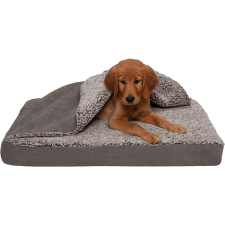 UPC: 0842229130126 | FurHaven Pet Products Berber & Suede Blanket-Top Cooling Gel Pet Bed for Dogs & Cats – Gray Medium