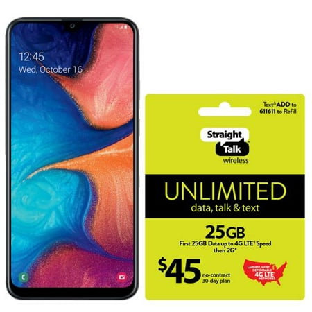 Samsung Galaxy A20 with No Contract Plan - $90 Value