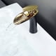 thumbnail image 4 of Grifo para lavabo en cascada dorado y negro, grifo para baño de diseño elegante, grifos de latón para lavabo monomando, agua fría y caliente disponible, 4 of 5