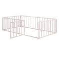 thumbnail image 6 of Twin Size Metal Floor Bed Frame With Fence And Door, Pink, 6 of 12