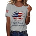 thumbnail image 2 of Women's 250th America Anniversary Casual Printed Crew Neck T-Shirt, USA Flag Tee 250 Years of Freedom Shirt, American Flag Print Sweatshirt Gray M, 2 of 4