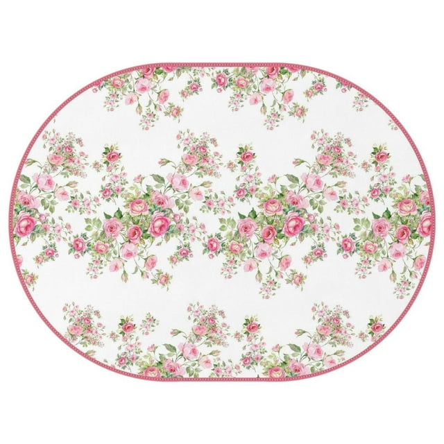 Oval Table Cloth Pink Rose Flower,Wrinkle Free Table Cover with Polyester,Waterproof Reusable Table Clothes for Home Decor Summer Spring Picnic Dining Holiday (Oval,54x72inch)