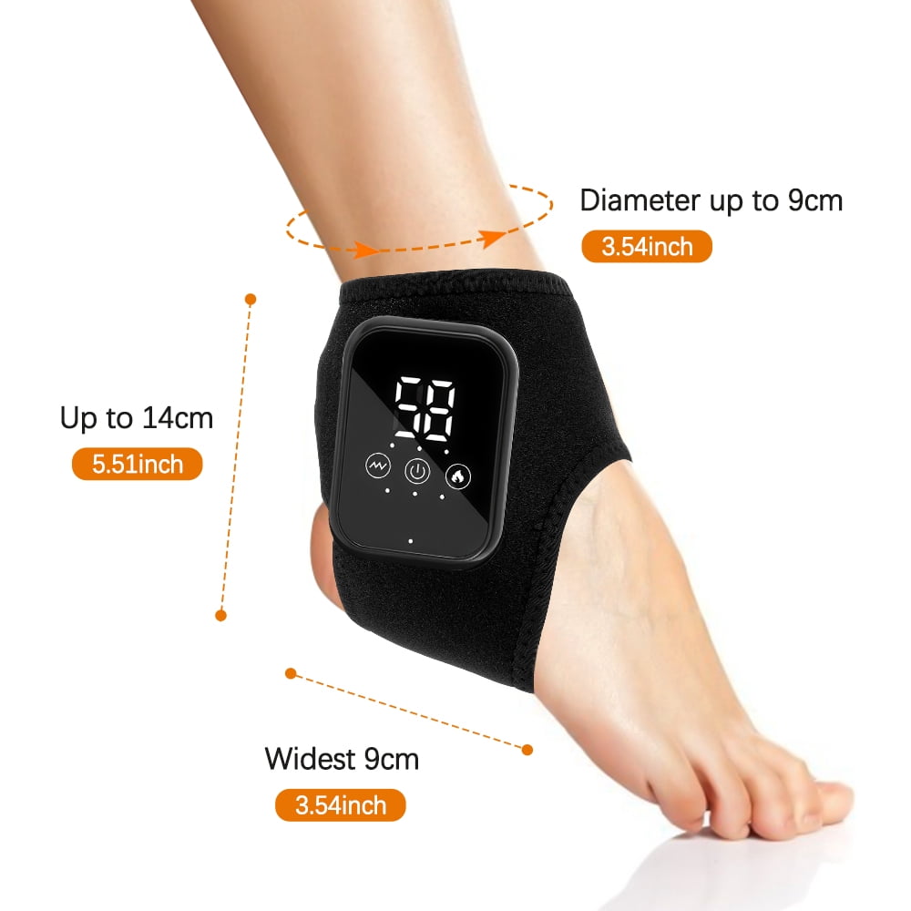 Ankle Heating Pad with Massage, 2Pcs Cordless Heated Ankle Brace Wrap, 3 Heat & Vibration Settings, USB Rechargeable Ankle Massager for Pain Relief, Black