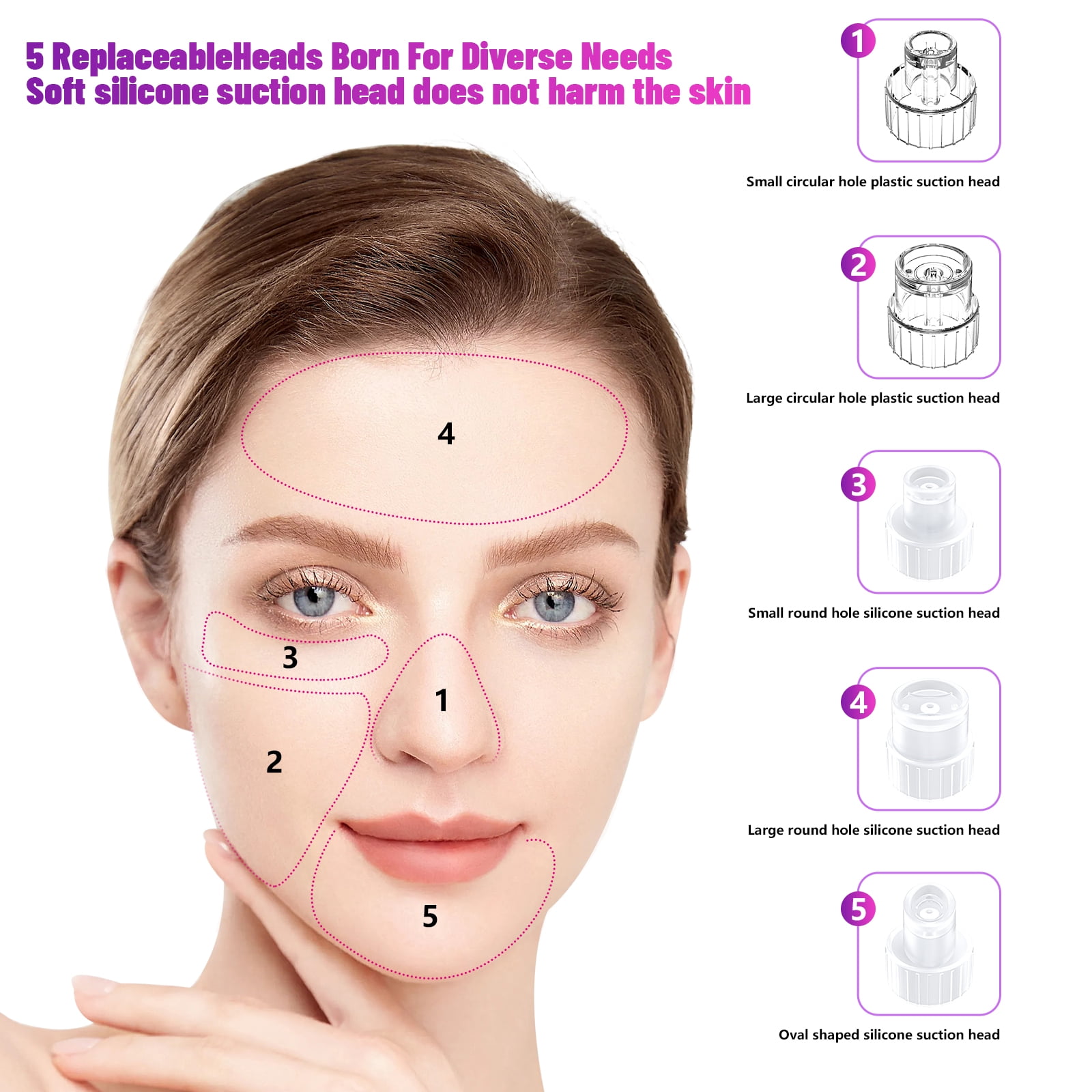 JUUTREN Blackhead Remover Pore Vacuum for Face, Water Cycle Facial  Pore Cleanser with 3 Suction Levels, 5 Heads for Deep Cleansing & Skin Care, Electric Facial Cleansing Tool for Women & Men