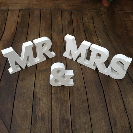 Zzbeans MR & MRS Wooden Letters, Wedding Decoration Props for Table Centerpieces, White PVC Mr and Mrs Sign for Wedding Anniversary Party Decor