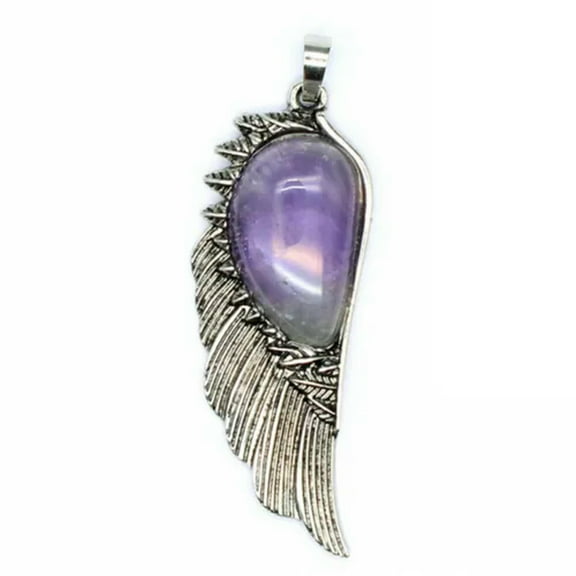 Chakra Gemstone Crystal Angel Wing Pendant Luck Energy Reiki Healing Amulet Gift