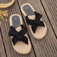 thumbnail image 4 of HomeDM Women's Flat Sandals Espadrilles Cross Strap Open Toe Slide Sandals Dressy Slip On Summer Beach Sandals, Black Size 9, 4 of 8