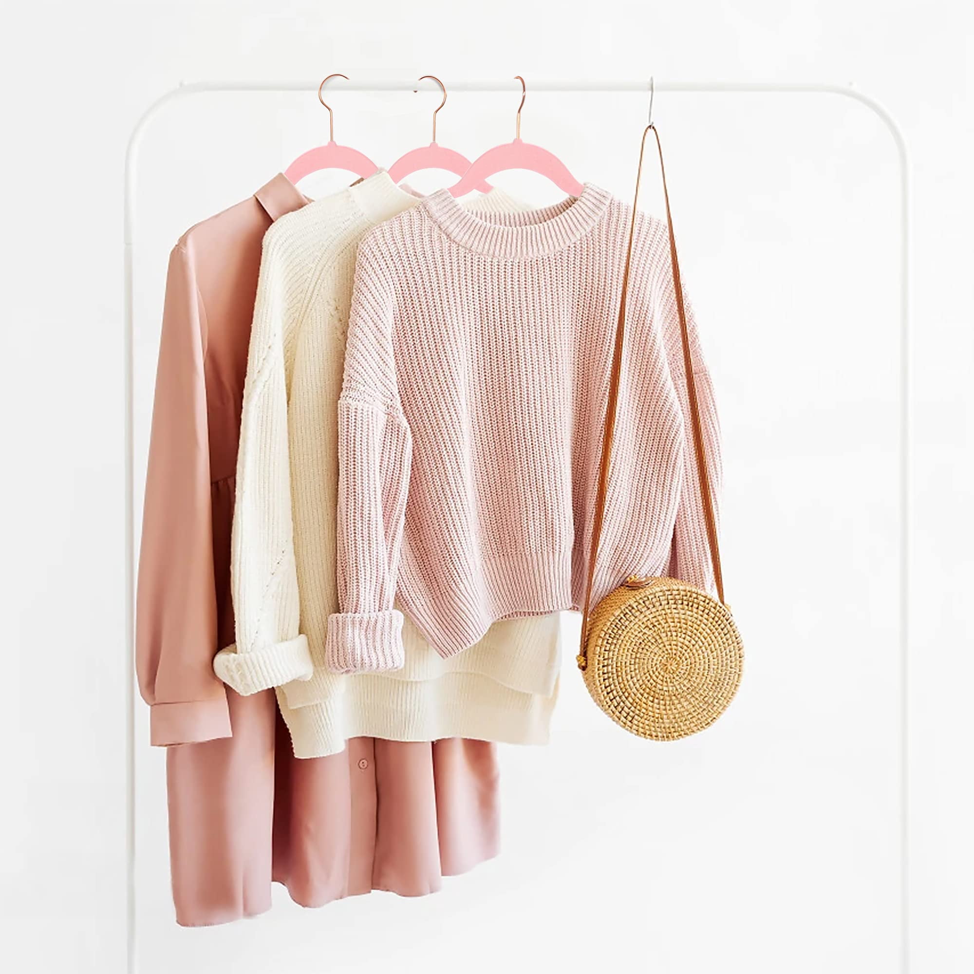 ACSTEP Velvet Clothes Hangers 60 Pack, Non-Slip Hangers with 360 Rotating Hook, Hangers for Clothes,Coat,Skirt,Pants, Pink