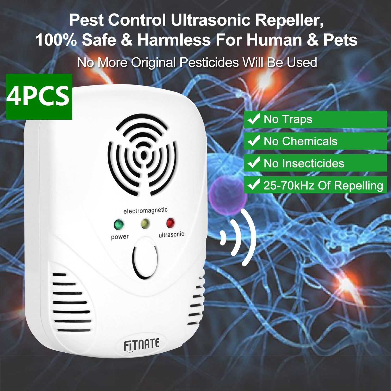 4PCS Ultrasonic Electronic Pest Repeller Mouse Repellent Plug In Pest