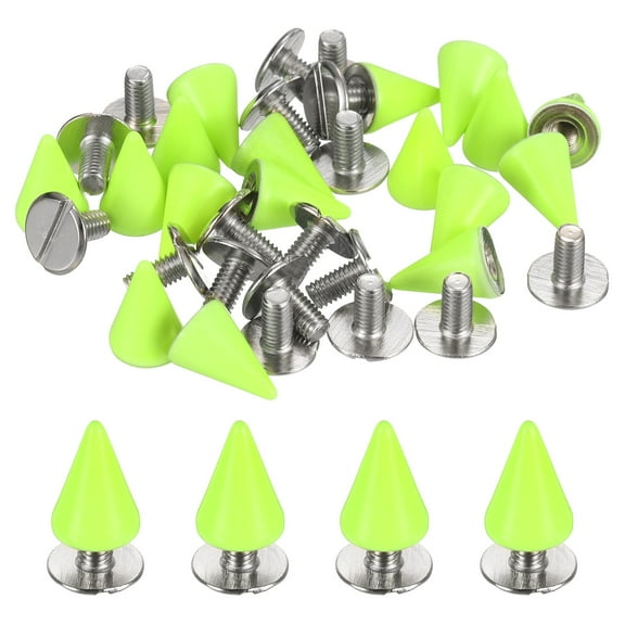 Uxcell 100-Pack Spike Cone Studs 6x6 mm Plastic with Hole for Garments/Shoes/Bags/DIY Leather Craft Gold