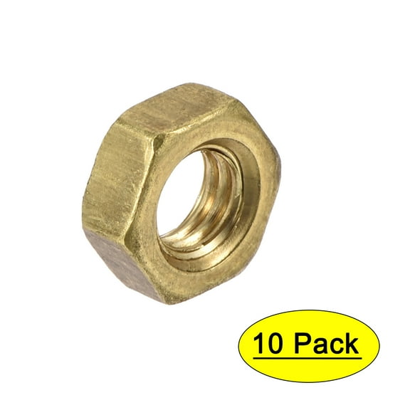 M6 Brass Finished Metric Hex Nut Fastener Brass Tone 10Pcs