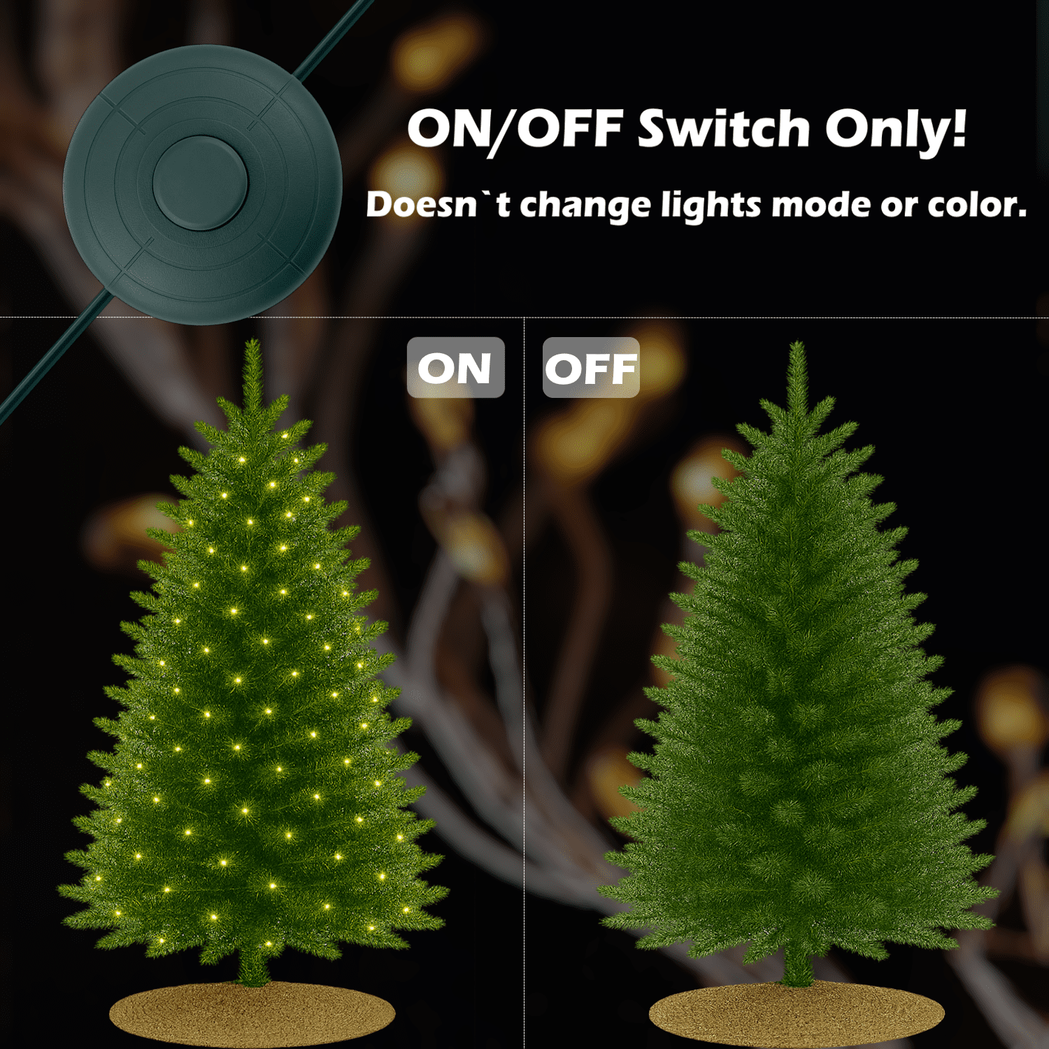 Goodsby Power Cord for Christmas X-Mas Tree Lights, Holiday Lighting, LED String Light Raintight 1/2 in TS-LU6W TS-LU13W TS-8W29V TS-13W29V TS-18W28V TS-20WL12V TS-26W29V TS-48W29V (NO Lights Mode)