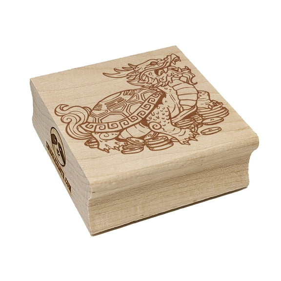 Chinese Dragon Turtle Square Rubber Stamp Stamping Scrapbooking Crafting - Small 1.25in