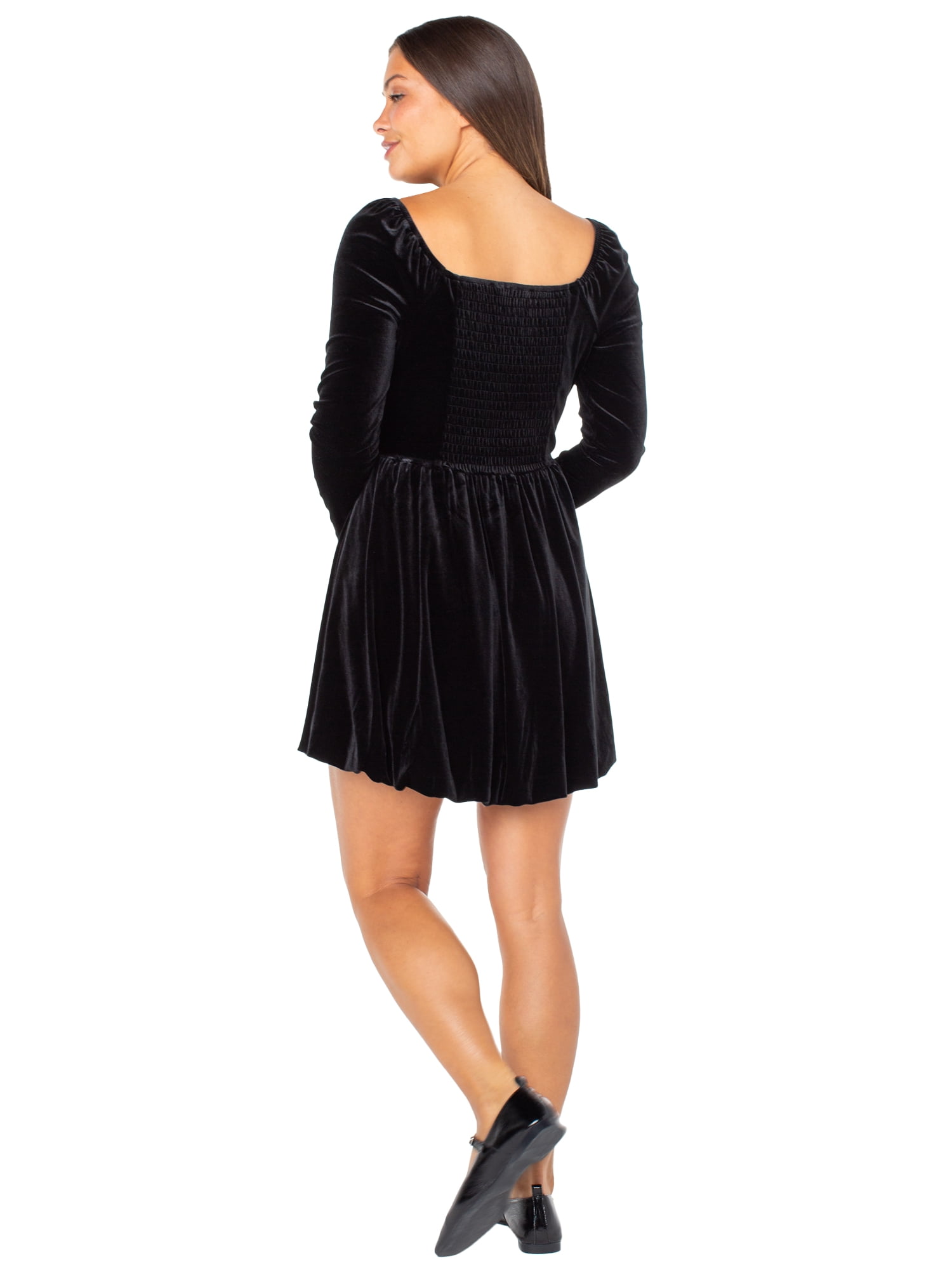 Celebrity Pink Women's Long Sleeve Velvet Bubble Hem Mini Dress, Sizes XS-XXXL