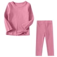 thumbnail image 2 of Ahabrexf Kids Pajama Set Soft Breathable Stretchy 2 Piece Long Sleeve Top and Pants Solid Unisex Loungewear for Boys Girls 6 Months to 11 Years, 2 of 6